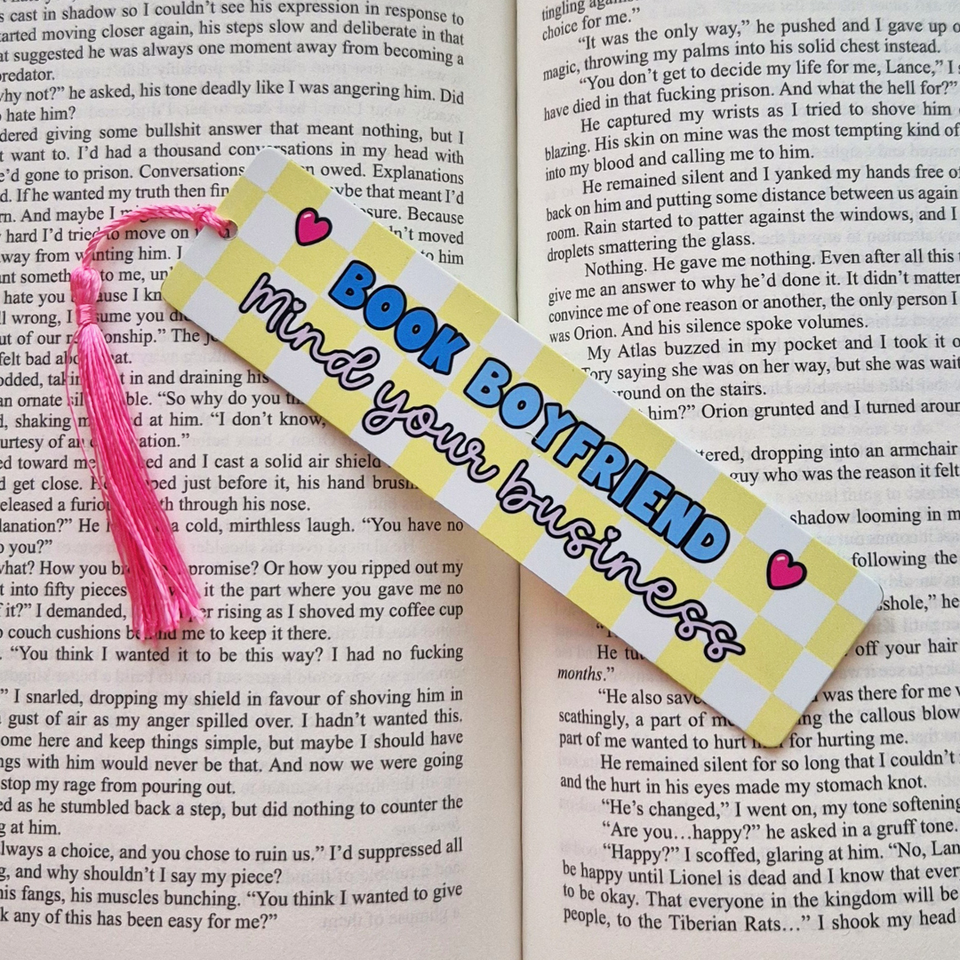 Aluminum Bookmark “Book Boyfriend Mind Your Business”