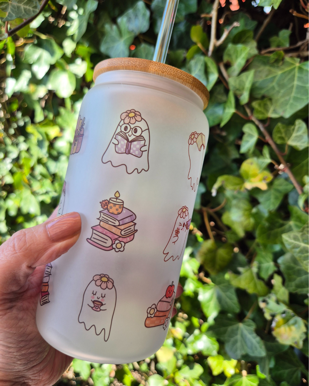 Libby Glass Frosted "Spooky Booky"