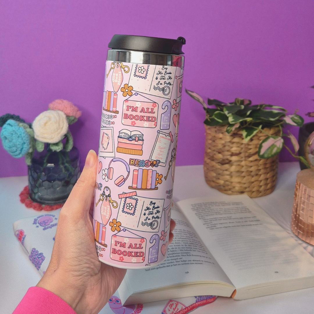 Bookish Thermos Travel Mug “All Booked"