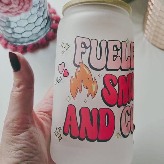 Libby Glass Frosted "Fueled With Smut And Coffee"