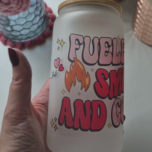 Libby Glass Frosted "Fueled With Smut And Coffee"